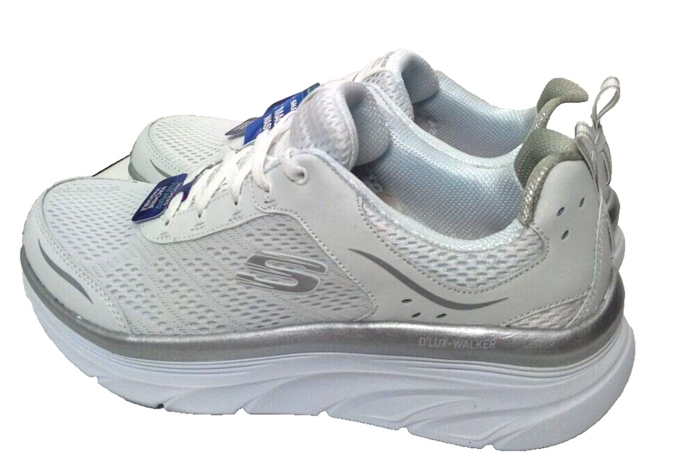 Skechers D Lux Walker Infinite Motion 149023 Shoes White Silver Womens Size 11
